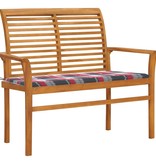 VidaXL Tuinbank met rood geruit kussen 112 cm massief teakhout