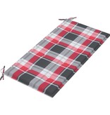 VidaXL Tuinbank met rood geruit kussen 112 cm massief teakhout