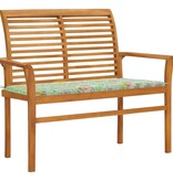 VidaXL Tuinbank met bladpatroon kussen 112 cm massief teakhout