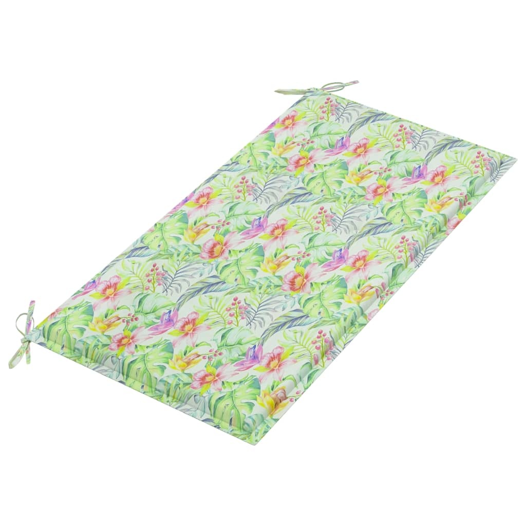 VidaXL Tuinbank met bladpatroon kussen 112 cm massief teakhout