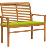 VidaXL Tuinbank met heldergroen kussen 112 cm massief teakhout