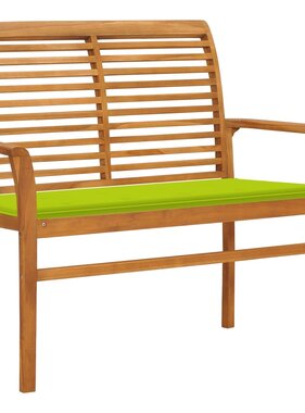 VidaXL Tuinbank met heldergroen kussen 112 cm massief teakhout