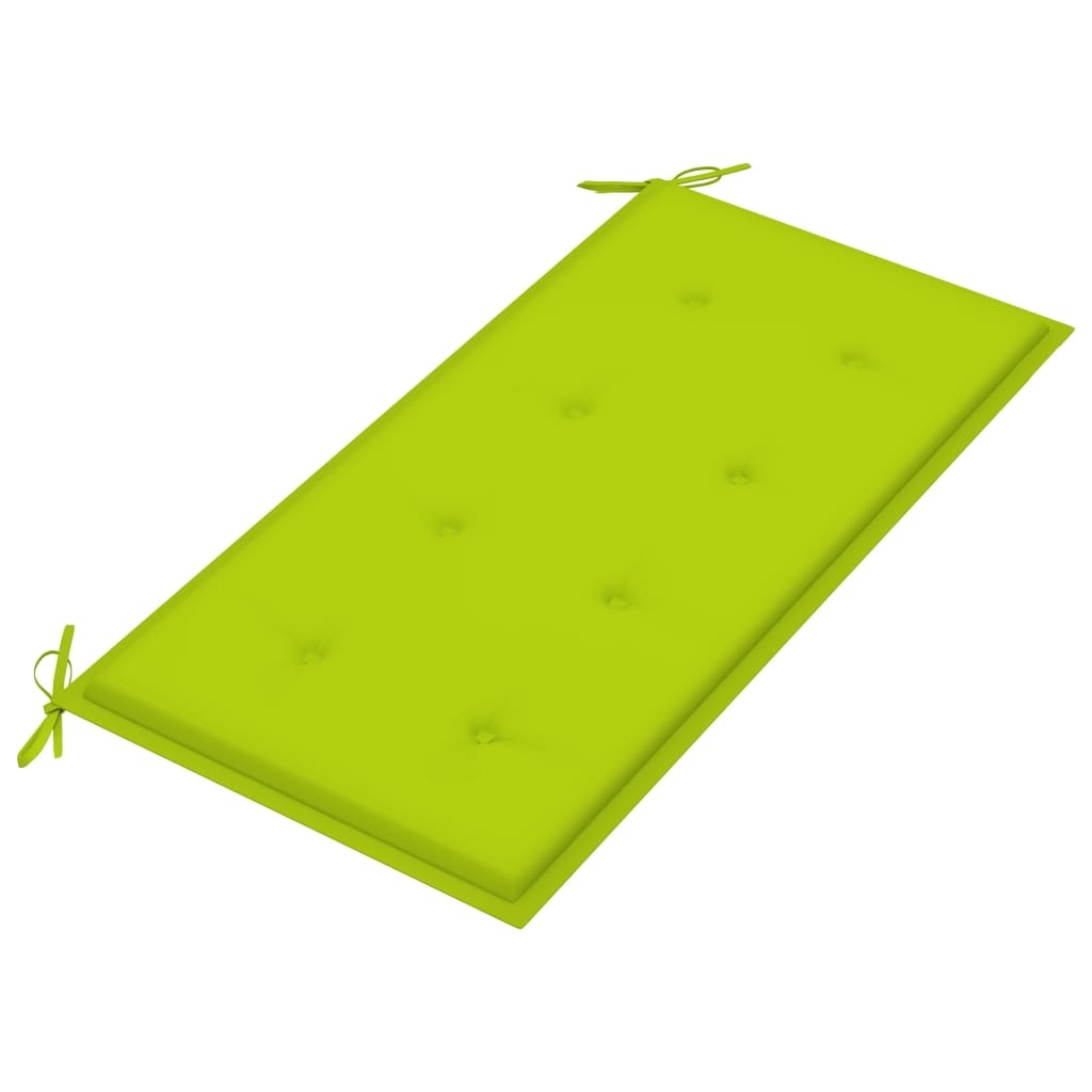 VidaXL Tuinbank met heldergroen kussen 112 cm massief teakhout