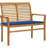VidaXL Tuinbank met koningsblauw kussen 112 cm massief teakhout