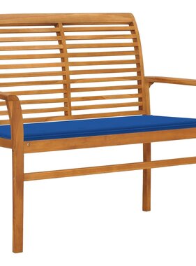 VidaXL Tuinbank met koningsblauw kussen 112 cm massief teakhout