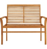 VidaXL Tuinbank met koningsblauw kussen 112 cm massief teakhout