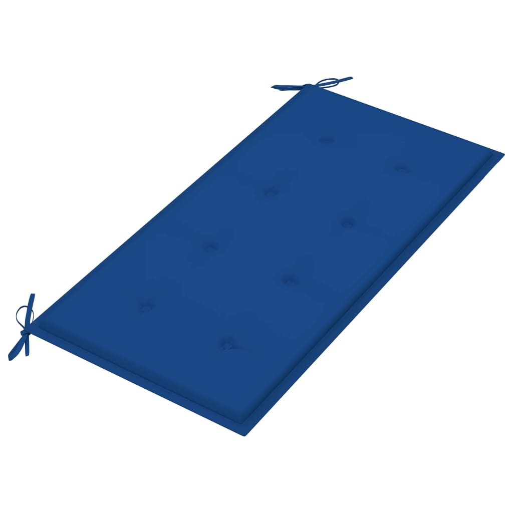 VidaXL Tuinbank met koningsblauw kussen 112 cm massief teakhout