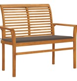 VidaXL Tuinbank met taupekleurig kussen 112 cm massief teakhout