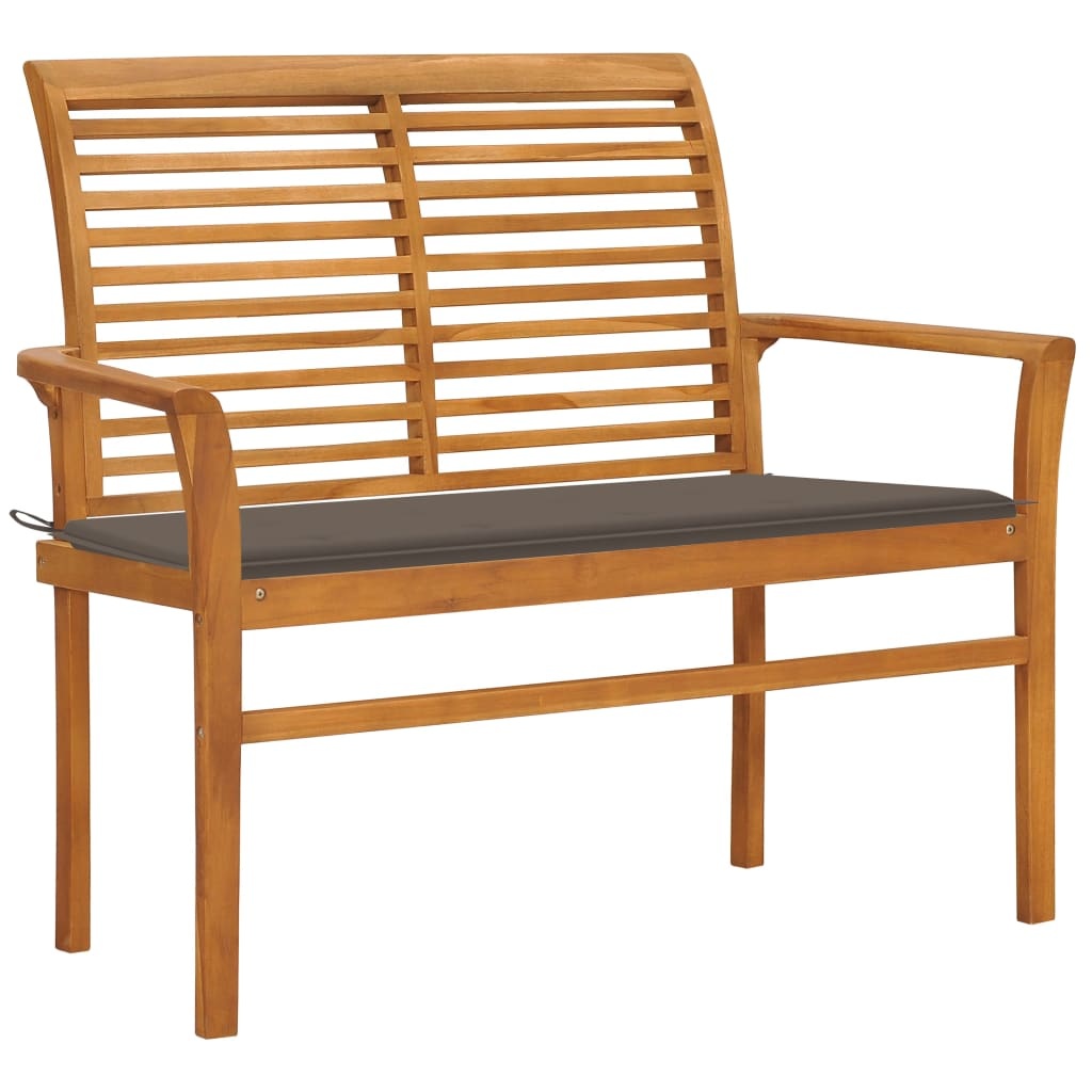 VidaXL Tuinbank met taupekleurig kussen 112 cm massief teakhout