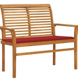 VidaXL Tuinbank met rood kussen 112 cm massief teakhout