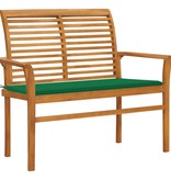VidaXL Tuinbank met groen kussen 112 cm massief teakhout