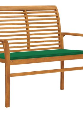 VidaXL Tuinbank met groen kussen 112 cm massief teakhout