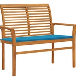 VidaXL Tuinbank met blauw kussen 112 cm massief teakhout