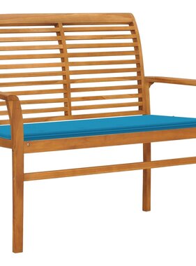 VidaXL Tuinbank met blauw kussen 112 cm massief teakhout