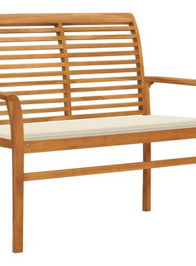 VidaXL Tuinbank met crèmekleurig kussen 112 cm massief teakhout
