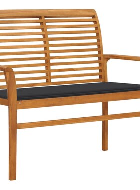VidaXL Tuinbank met antracietkleurig kussen 112 cm massief teakhout