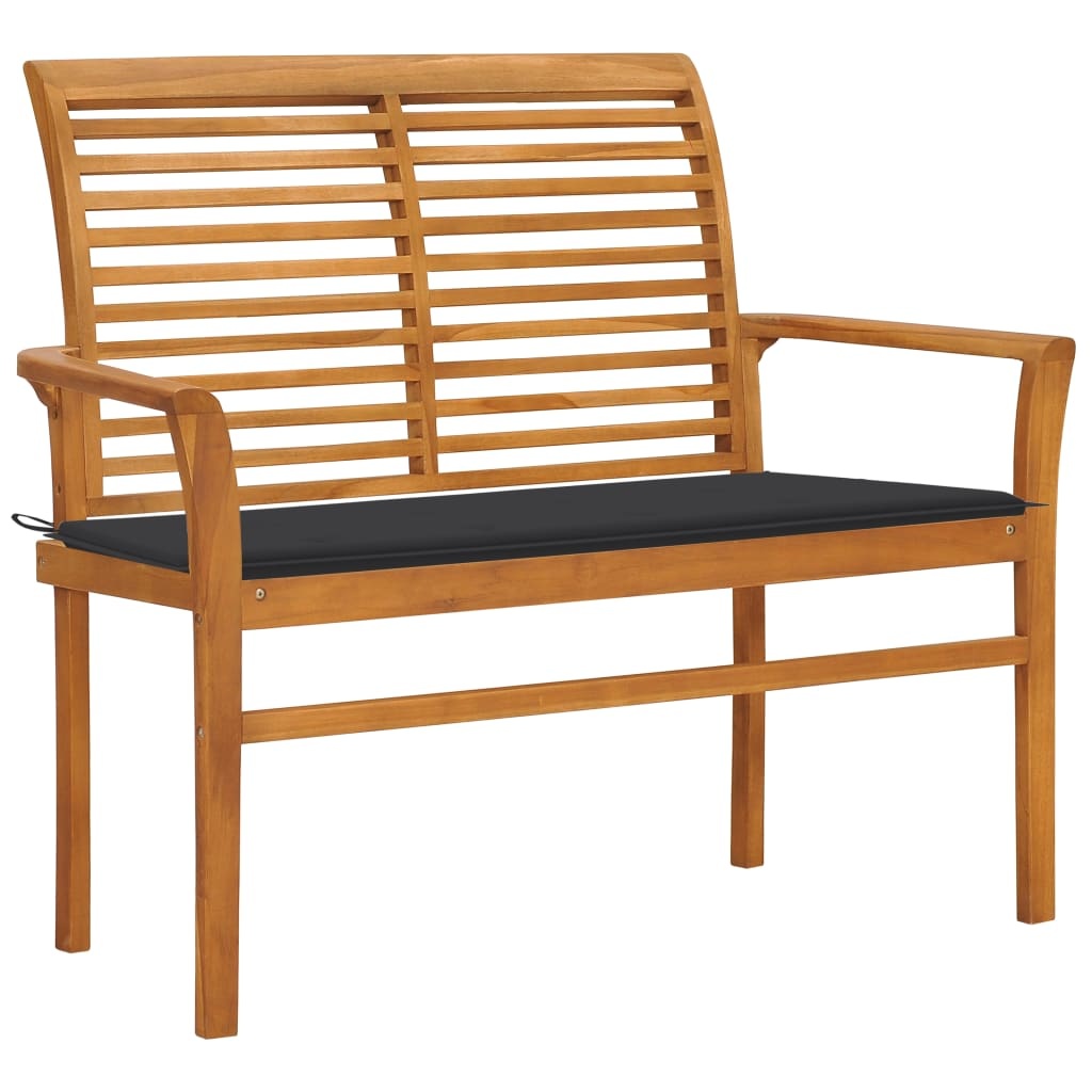 VidaXL Tuinbank met antracietkleurig kussen 112 cm massief teakhout