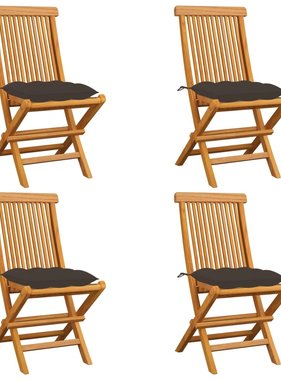 VidaXL Tuinstoelen 4 st met taupe kussens massief teakhout