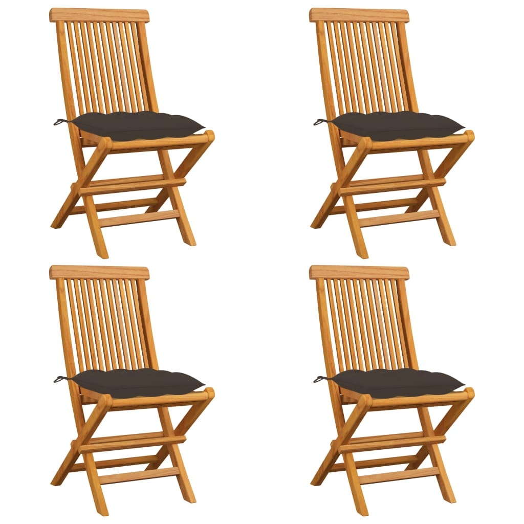 VidaXL Tuinstoelen 4 st met taupe kussens massief teakhout