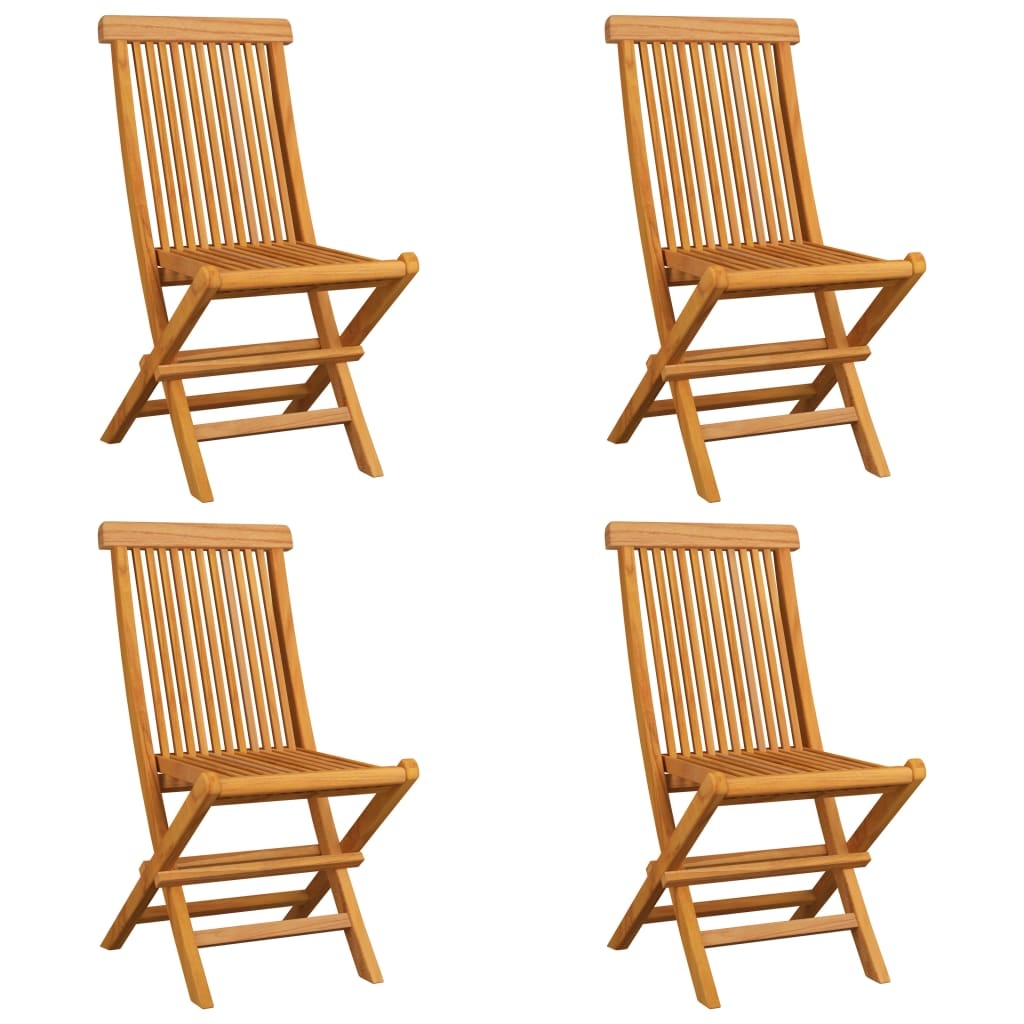 VidaXL Tuinstoelen 4 st met groene kussens massief teakhout