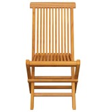 VidaXL Tuinstoelen 4 st met groene kussens massief teakhout