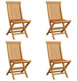 VidaXL Tuinstoelen 4 st met grijze kussens massief teakhout
