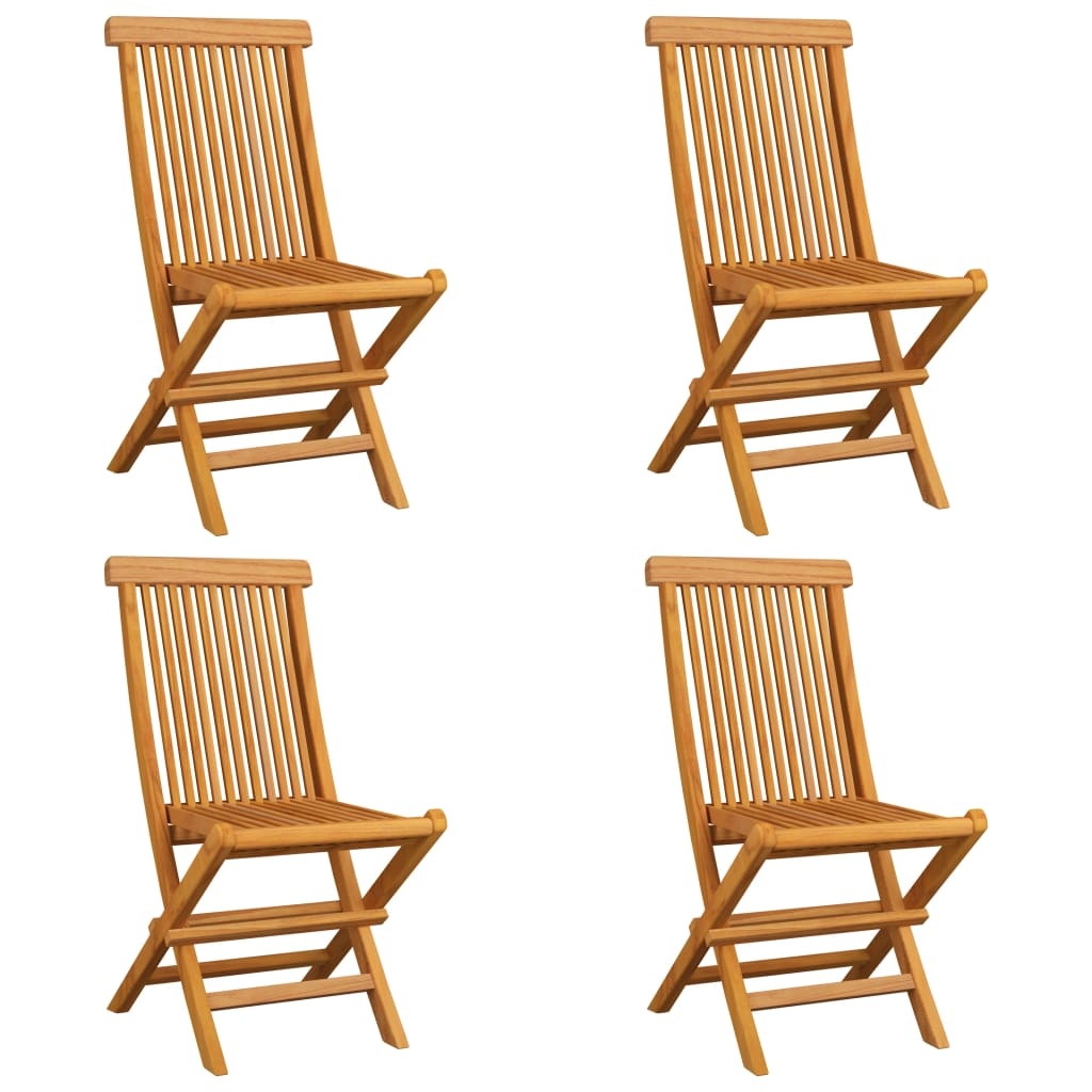 VidaXL Tuinstoelen 4 st met grijze kussens massief teakhout