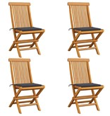 VidaXL Tuinstoelen met antracietkleurige kussens 4 st massief teakhout