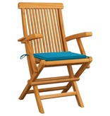 VidaXL Tuinstoelen met blauwe kussens 6 st massief teakhout