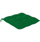 VidaXL Tuinstoelen 3 st met groene kussens massief teakhout