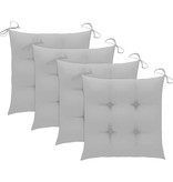 VidaXL Tuinstoelen 3 st met grijze kussens massief teakhout