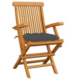 VidaXL Tuinstoelen 3 st met antracietkleurige kussens massief teakhout