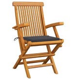 VidaXL Tuinstoelen met antracietkleurige kussens 3 st massief teakhout