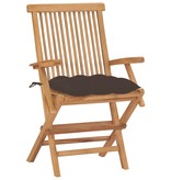 VidaXL Tuinstoelen 2 st met taupekleurige kussens massief teakhout