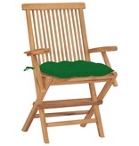 VidaXL Tuinstoelen 2 st met groene kussens massief teakhout