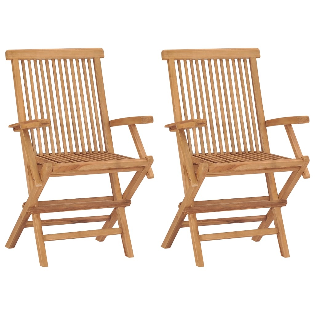 VidaXL Tuinstoelen 2 st met groene kussens massief teakhout