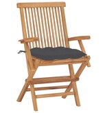 VidaXL Tuinstoelen 2 st met antracietkleurige kussens massief teakhout