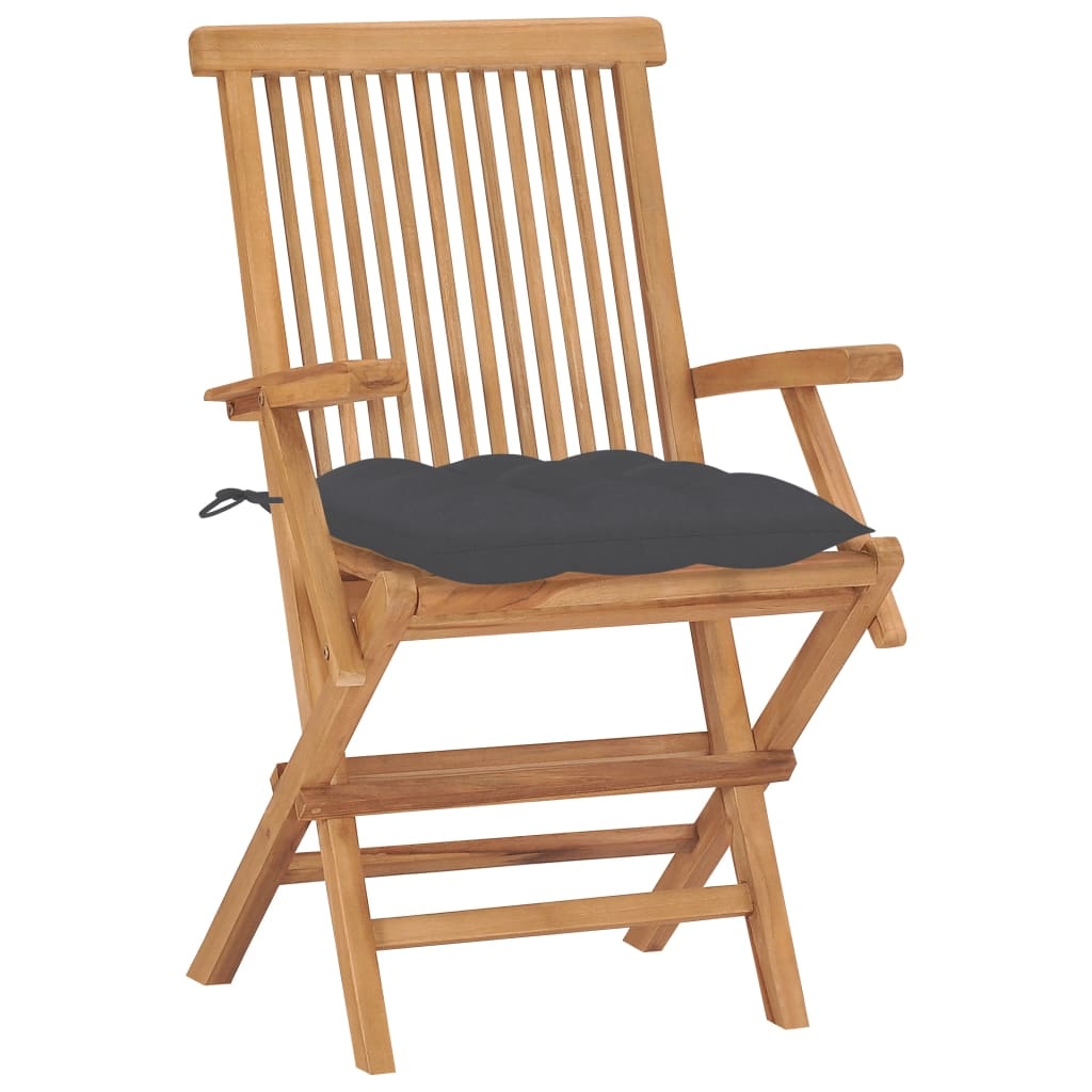 VidaXL Tuinstoelen 2 st met antracietkleurige kussens massief teakhout