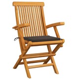 VidaXL Tuinstoelen met taupekleurige kussens 2 st massief teakhout