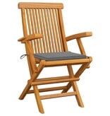 VidaXL Tuinstoelen met grijze kussens 2 st massief teakhout