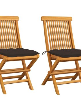 VidaXL Tuinstoelen 2 st met taupe kussens massief teakhout