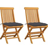 VidaXL Tuinstoelen 2 st met antracietkleurige kussens massief teakhout
