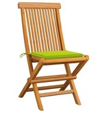 VidaXL Tuinstoelen 2 st met heldergroene kussens massief teakhout