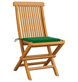 VidaXL Tuinstoelen met groene kussens 2 st massief teakhout