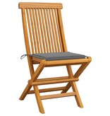 VidaXL Tuinstoelen met grijze kussens 2 st massief teakhout