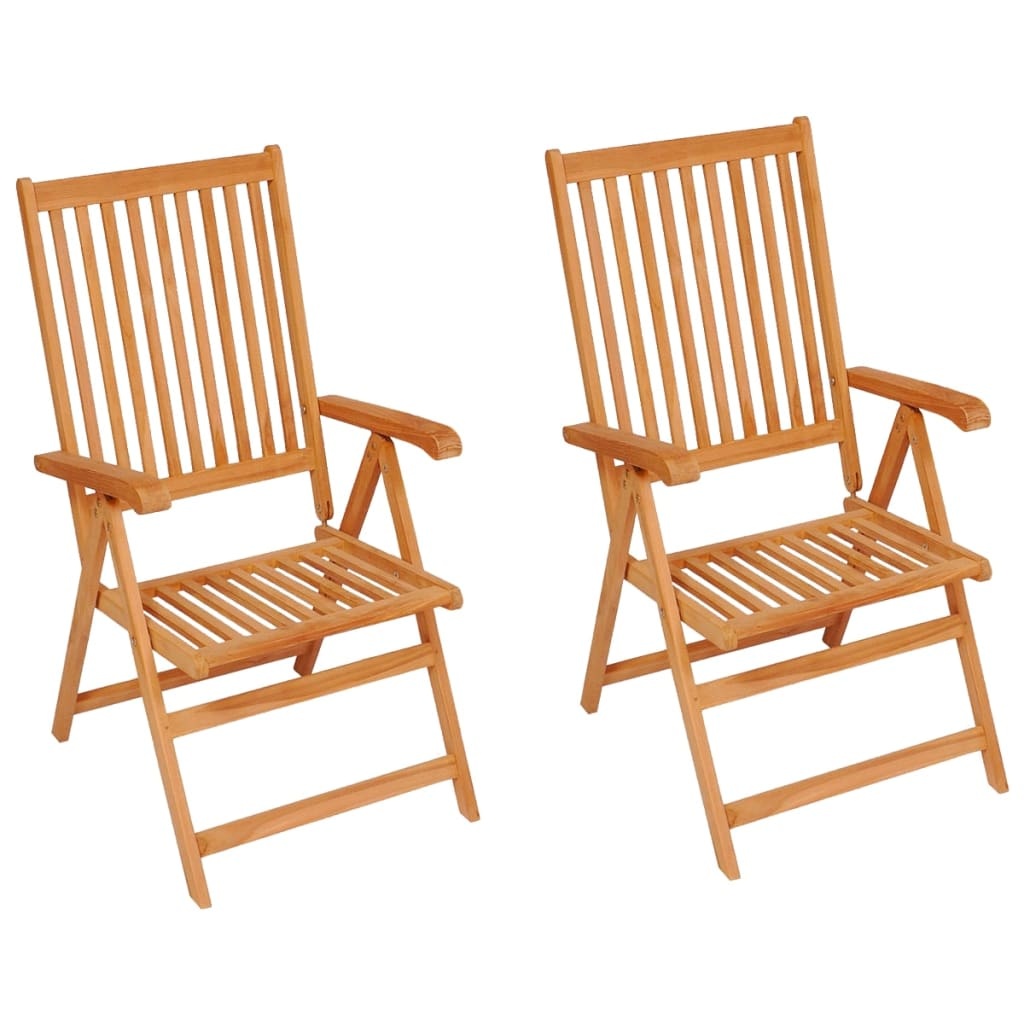 VidaXL Tuinstoelen 2 st met zwarte kussens massief teakhout