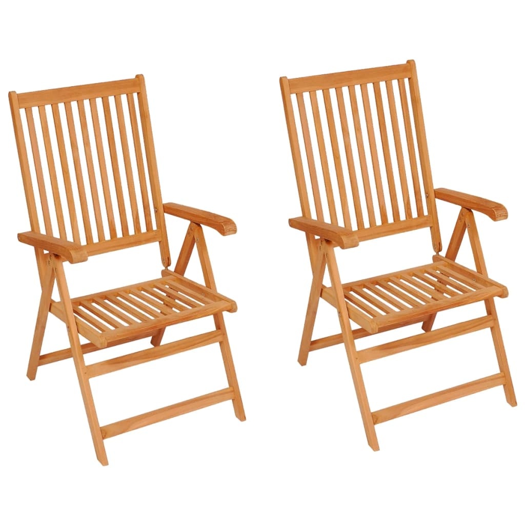 VidaXL Tuinstoelen 2 st met blauwe kussens massief teakhout