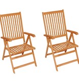 VidaXL Tuinstoelen 2 st met grijze kussens massief teakhout