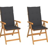 VidaXL Tuinstoelen 2 st met antracietkleurige kussens massief teakhout