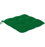 VidaXL Tuinstoelen 4 st met groene kussens massief teakhout